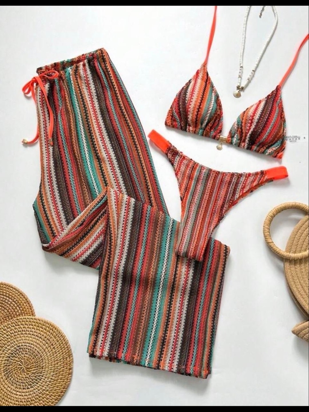Knitted Swim Set With Cover Pants